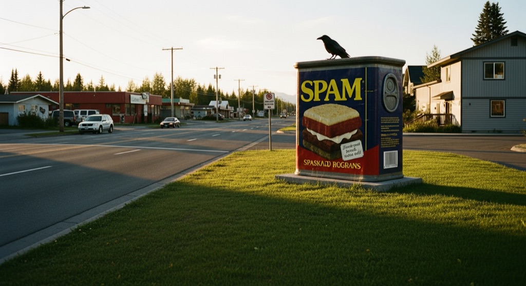 "Spen" — the Spam Can & Raven Sculpture