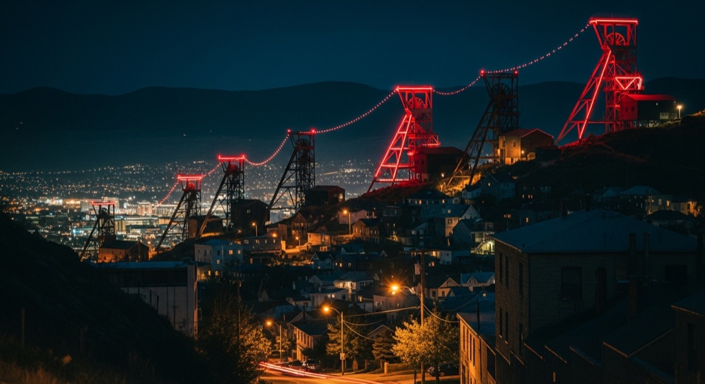 Butte's Lit Headframes (Gallows Frames)