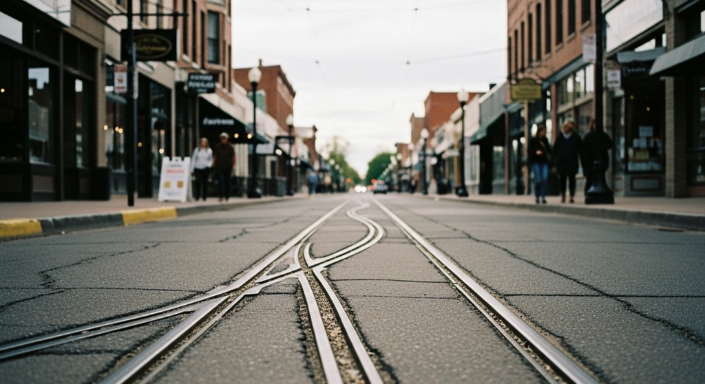 Buried 1893 Streetcar Tracks Under South Pearl Street