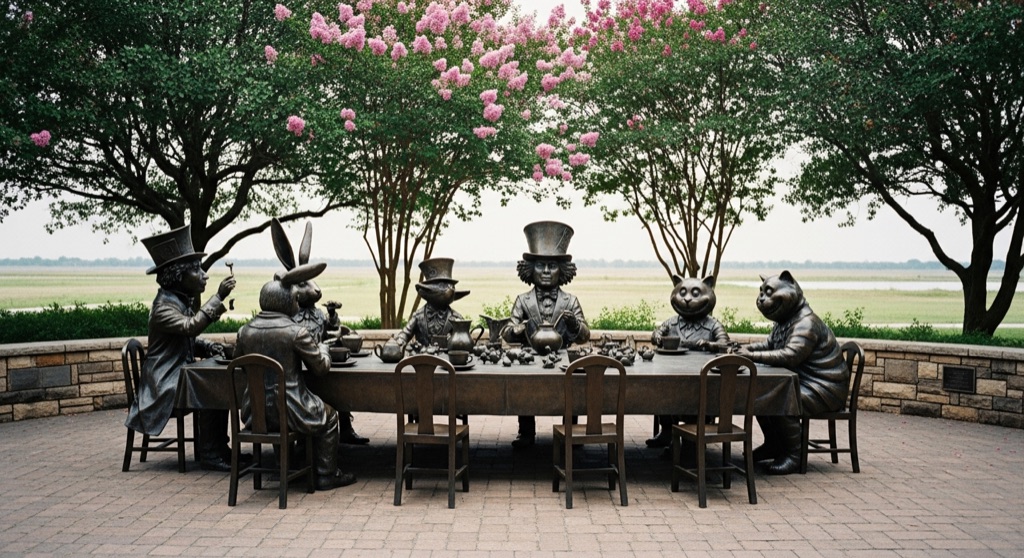 Move One Place On (Alice in Wonderland sculpture)