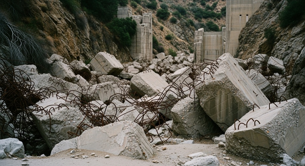 Concrete ruins of the St. Francis Dam
